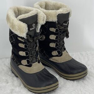 Magellan Outdoors Women's Black and Cream Winter Boots SIZE 8